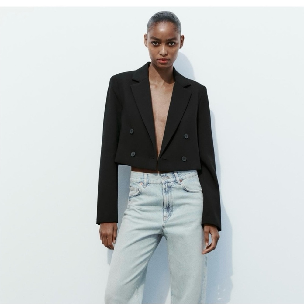 Black Double-Breasted Women's Jacket
